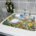 Floral Dish Drying Mat for Kitchen Counter 18x24 Spring Summer Theme Colorful - Image 6