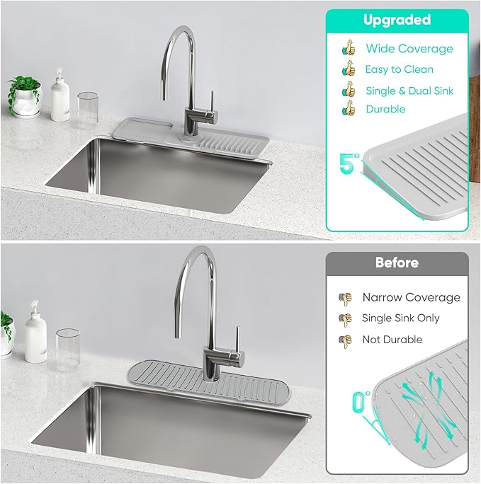 17.7'' Faucet Mat for Kitchen Sink Kitchen Sink Splash Guard Silicone Sink - Image 6