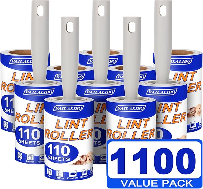 BAILALIBO Lint Rollers for Pet Hair Extra Sticky, 1100 Sheets Mega Value Set by BAILALIBO