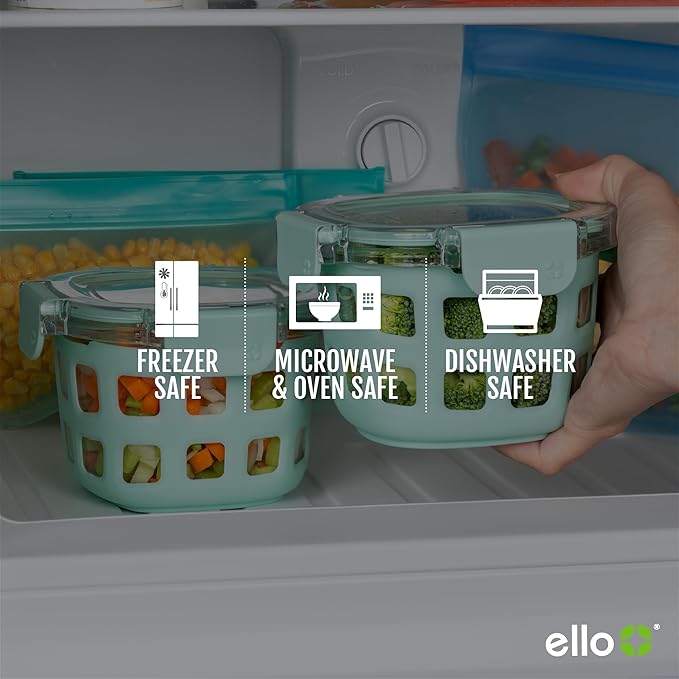 Ello Duraglass 2-Pack 2 Cup Reusable Glass Container Jar - Image 5