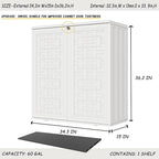 Indoor Outdoor Storage Cabinet Waterproof with Shelf, Off White Plastic Outdoor Cabinets for Patio/Garden/Backyard, Size 34.3''L*15''W*36.2''H - Image 4
