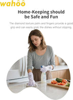 LANON 3 Pairs wahoo Nitrile Cleaning Gloves, Latex free Reusable Dishwashing - Image 4