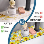 Watercolor Sunflowers Sink Splash Guard Faucet Mat Sunflowers Polka Dots Super - Image 6