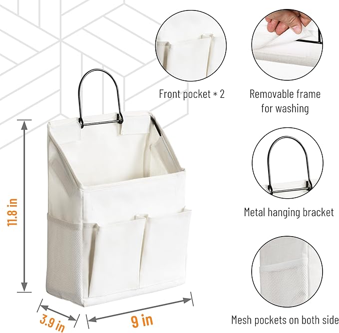 2pcs Wall Hanging Storage Bag, Small Door Closet Linen Fabric Pockets Organizer - Image 3