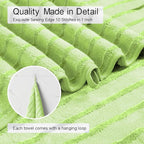 8 Pcs Grass Green Cabana Stripe Large Bath Towel Set - Image 6
