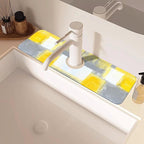 Grey and Yellow Abstract Kitchen Sink Splash Guard Mat Absorbent Fast Drying - Image 2