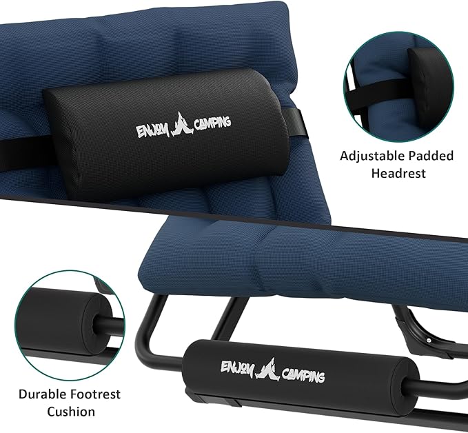 UDPATIO Oversized Zero Gravity Chair Set of 2, 33In XXL Patio Reclining Chair with Cushion, Outdoor Folding Recliner with Pillows|Cup Holder|Foot Rest|Padded Headrest, Navy Blue, Support 500LB - Image 4