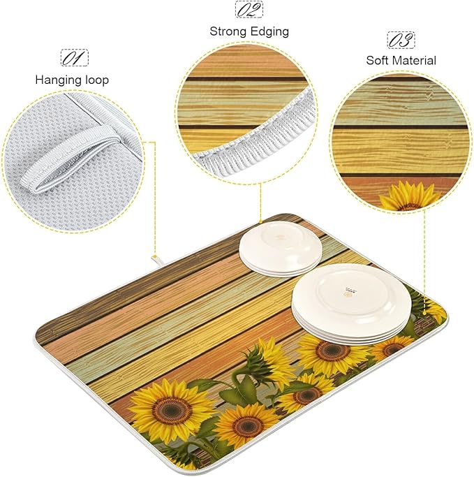 Super Absorbent Dish Drying Mat, Microfiber Fast-Drying Dish Mat, Kitchen Dish - Image 4