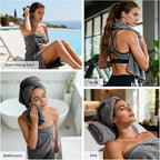 SEMAXE Bathroom Towel Set, 8-Piece Gray Cotton Towels - Image 5