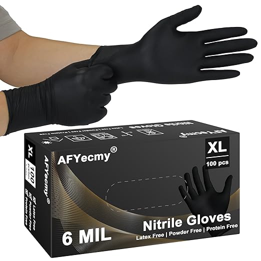 Disposable Nitrile Gloves, Chemical Resistant, Powder and Latex Free, Food Safe by AFYecmy