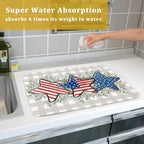 Patriotic Dish Drying Mat for Kitchen Counter Cute Stars 4th of July Holiday - Image 7