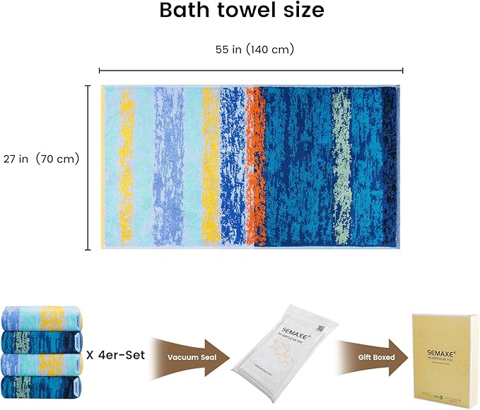 SEMAXE 4-Pack Luxury Bath Towels - Image 2