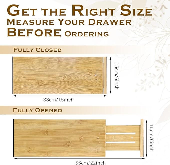 8 Pcs Deep Bamboo Drawer Dividers, Deep Kitchen Dresser Drawer Organizer - Image 2