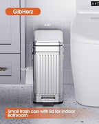 Small Trash Can with Lid Soft Close-10L/2.6 Gal Stainless Steel Outdoor Dog - Image 2