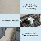 Upgraded Outdoor Recliner Chair, Reclining Patio Chairs with Adjustable Back up to 150°Lay Flat and Extended Footrest, Wicker Recliner Chairs with Flip Table and Removable Olefin Cushion - Image 4