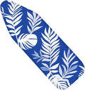 Nuxovilar Blue Background with White Tropical Leaves Ironing Board Cover by Nuxovilar