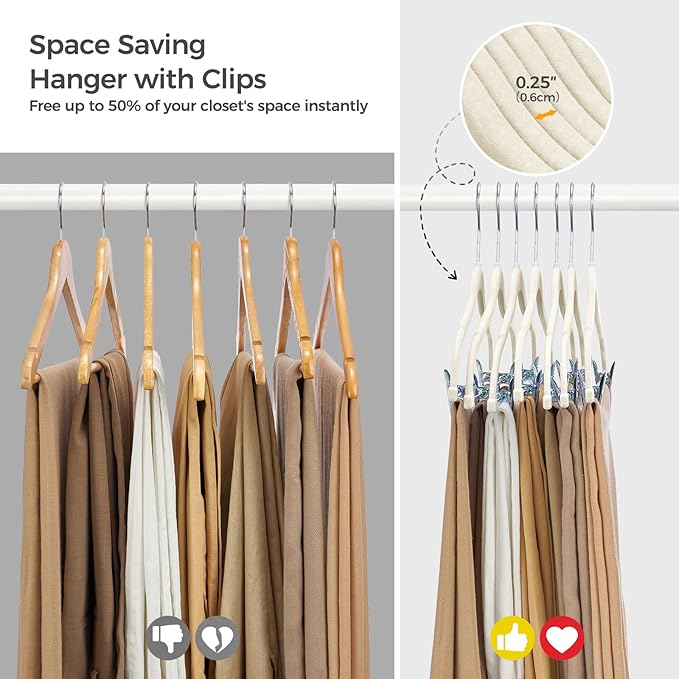 HOUSE DAY Velvet Hangers with Adjustable Clips 20 Pack, Non-Slip Suit Organizer - Image 7