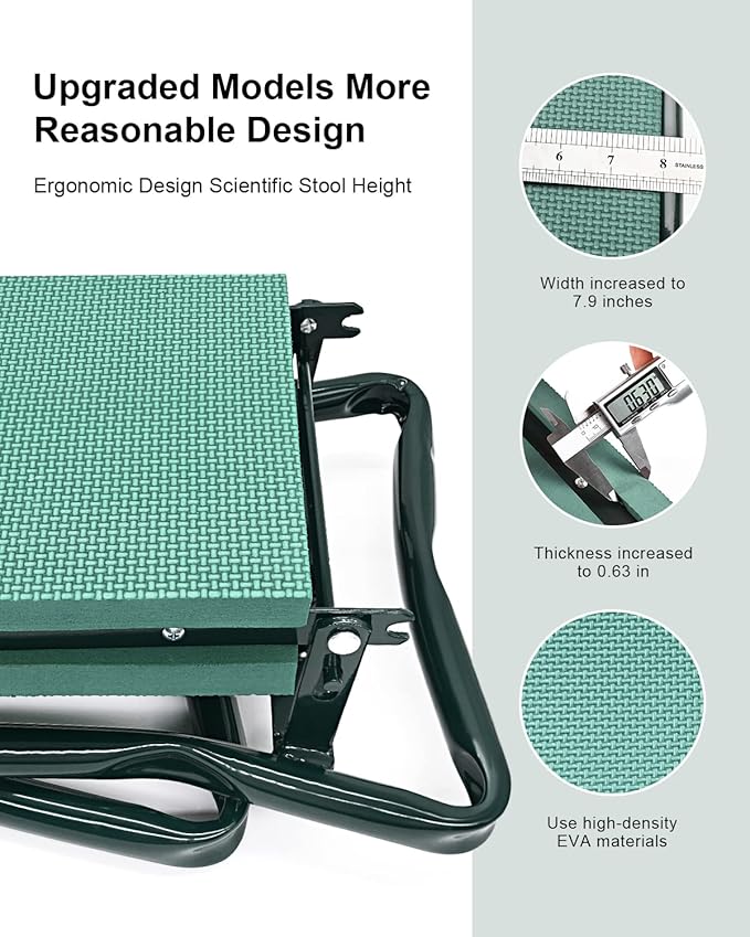 Garden Kneeler and Seat Heavy Duty, Upgraded Widened and Thickened Gardening Stools for Seniors, Foldable Gardening Bench Ergonomic Design, Effective Relief of Knee and Back Pain, Gift for Gardeners - Image 4