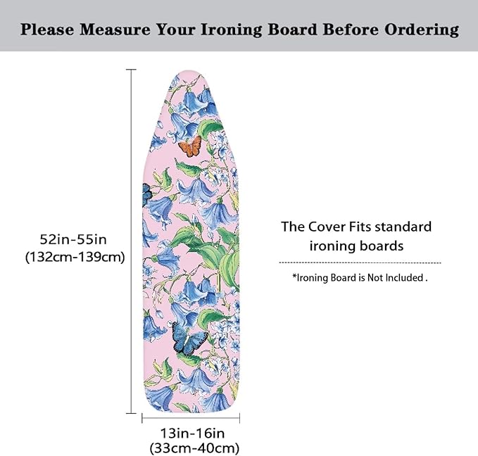 Blue Flower Butterfly Ironing Board Cover and Pad Standard Ironing Board Cover - Image 5