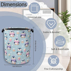 Cute Penguin Laundry Basket, Snowflake Cake Foldable Oxford Cloth Tote Bag - Image 2