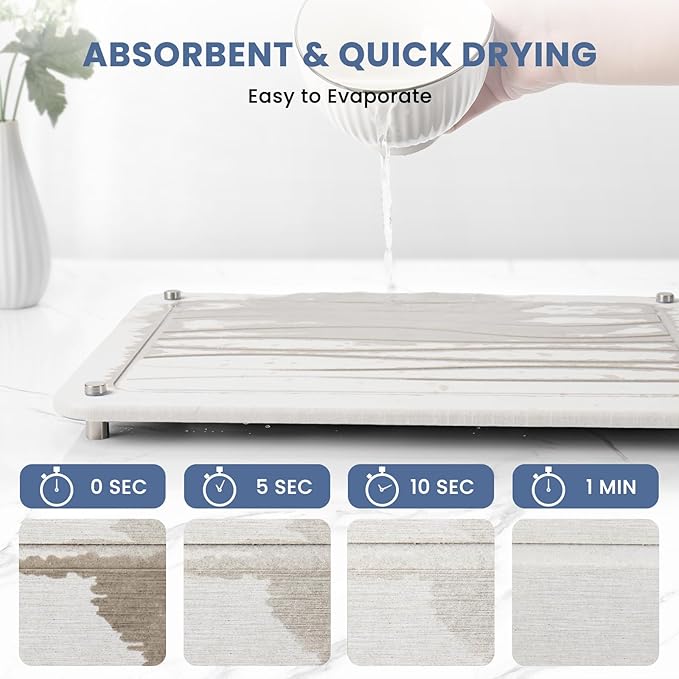 Stone Dish Drying Mats for Kitchen Counter 15.7"x 11.8" Quick Dry Stone Drying - Image 3