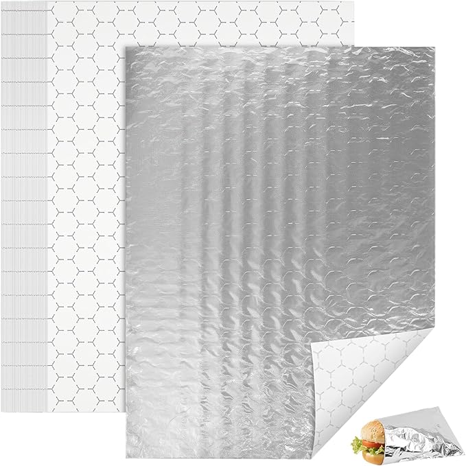 EcoDispose Pre-Cut Insulated Foil Sandwich Wrap Sheets Grease-Resistant by EcoDispose