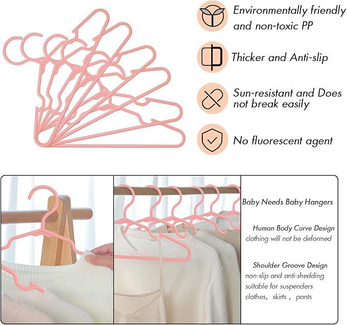 60 Pack Pink Kids Hangers 11.6 Inch - Image 3