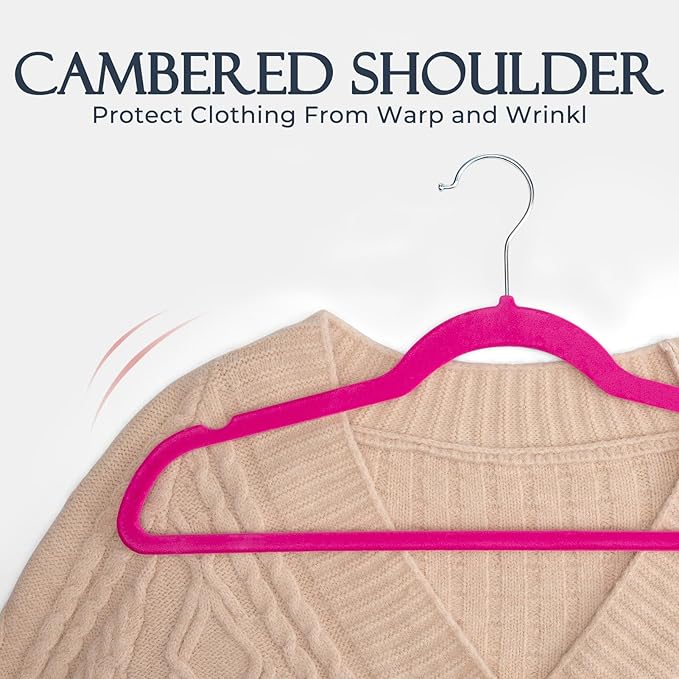 HOUSE DAY Rosy Red Velvet Hangers 60 Pack, Non Slip Clothes Felt Hanger Heavy - Image 5