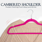 HOUSE DAY Rosy Red Velvet Hangers 60 Pack, Non Slip Clothes Felt Hanger Heavy - Image 5