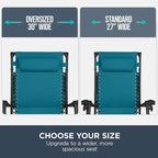 Best Choice Products 30” Wide Folding Zero Gravity Outdoor Recliner Patio Lounge Chair w/Adjustable Canopy Shade, Headrest, Side Accessory Tray - Peacock Blue - Image 4