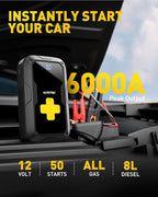 Jump Starter with Air Compressor, AUXITO 6000A Portable Car Jumper, 150PSI - Image 2