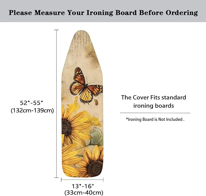 Sunflower Butterfly Ironing Board Cover and Pad, Resist Scorching and Staining - Image 5
