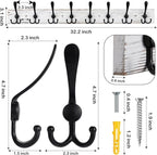 32.2'' Large Coat Rack Wall Mount Coat Hooks - Image 2