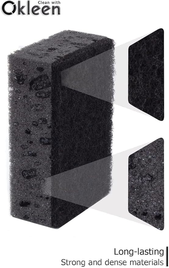 Black Scrub Sponges. Made in Europe. 9 Pack, 4.3x2.8x1.4 inches. Heavy Duty and - Image 3
