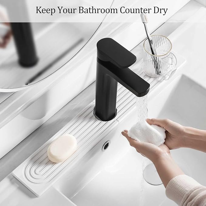 Stone Faucet Mat For Kitchen Sink, 23.6" Diatomite Quick Drying Stone Mat For - Image 3