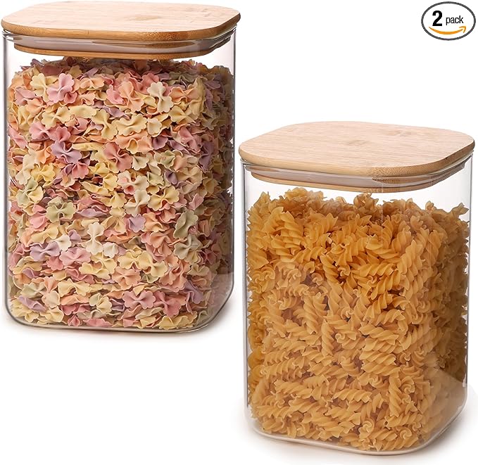 Glass Food Storage Jars 3.6 Qt Set of 2, Glass Storage Containers Clear Glass by Liuruiyu
