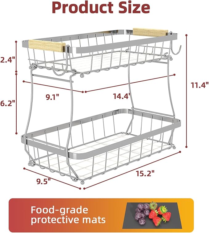 2 Tier Large Fruit Basket for Kitchen Counter - Image 7
