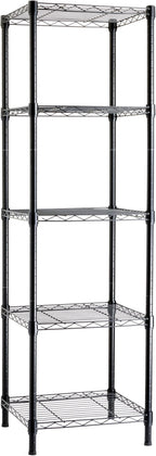 Amazon Basics 5-Shelf Tower Adjustable Storage Shelving Unit for Garage, Rust-Resistant Steel, 150 lbs Per Shelf, 16"W x 16"D x 54"H, Black by AmazonBasics
