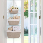 Hanging Storage Baskets, Over the Door Basket, Cotton Wall Baskets Storage - Image 3