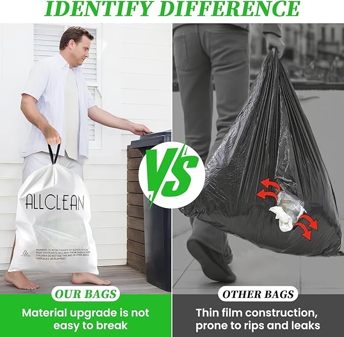 Trash Bags 15 Gallon Tall Kitchen Drawstring Garbage Bags, Fit 13-15 Gal Bins - Image 4