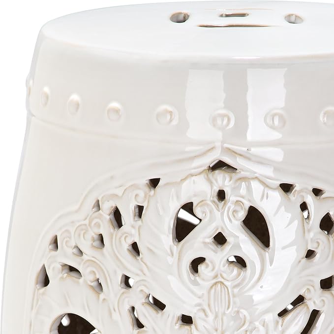 Safavieh Flora Glazed Ceramic Decorative Garden Stool, Cream - Image 5