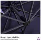 PURPLE LEAF 11.5' X 11.5' Telescopic Patio Umbrella with Base Included Lifting Cantilever Offset Square Large Umbrella for Pool Outdoor Patio Deck Garden Navy - Image 8