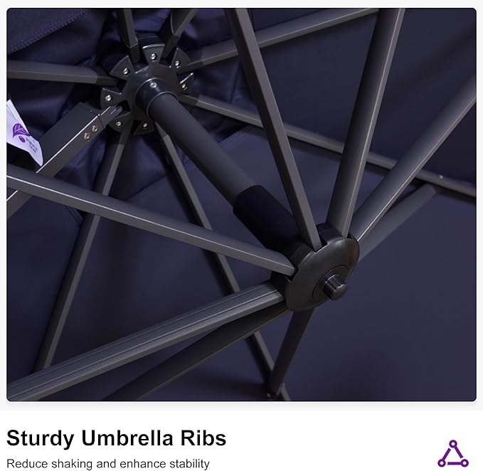 PURPLE LEAF 11.5' X 11.5' Telescopic Patio Umbrella with Base Included Lifting Cantilever Offset Square Large Umbrella for Pool Outdoor Patio Deck Garden Navy - Image 8