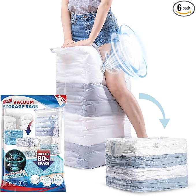TAILI 6 Pack Vacuum Storage Bags, Jumbo Cube, Extra Large Vacuum Seal Bags by TAILI