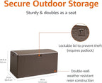 Amazon Basics Outdoor Storage Deck Box, Lockable, Weather-Resistant, 99 Gallon, Brown, for Patio Cushions, Gardening Tools, Pool Accessories - Image 3
