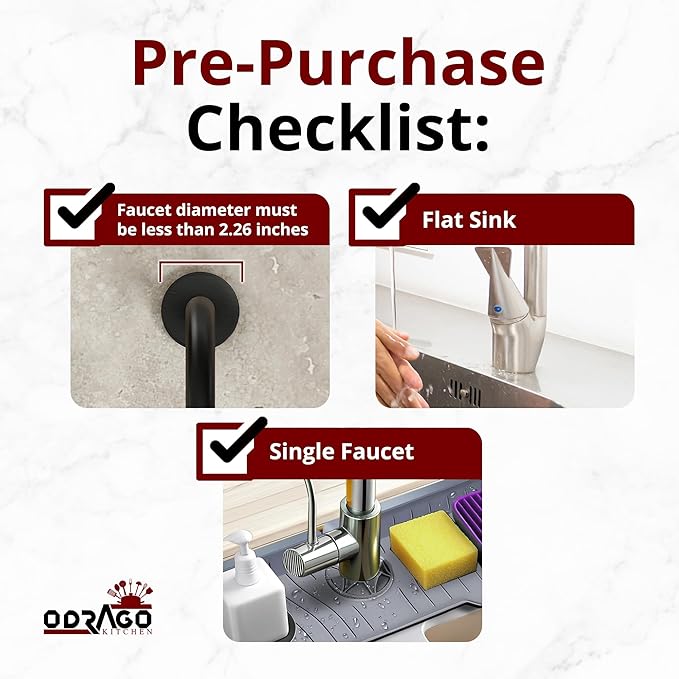 Odrago Silicone Faucet Mat, Countertop and Kitchen Sink Splash Guard, Anti-Slip - Image 8