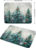 Pine Tree Dish Drying Mat for Kitchen Countertop Red Bird Dishes Mats Winter - Image 2