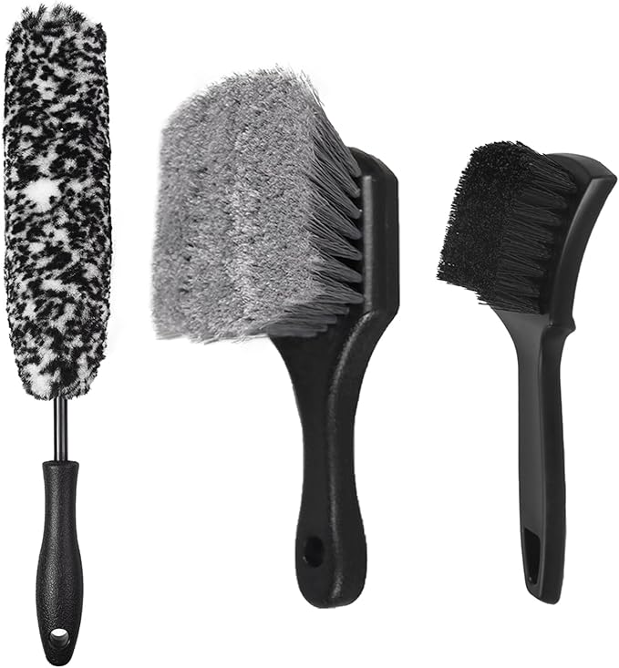 Car Wheel & Tire Brush Set, Wheel Cleaner Brush, Soft & Stiff Bristle Cleaning by TTRCB