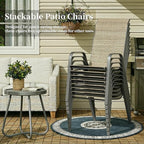MAMIZO Patio Dining Chairs, Stackable All Weather Teslin Chair, Heavy Duty Outdoor Breathable Chairs Set, w/Armrests, Upgraded Chair FeetW/Strenthened Iron Spacers, 330 LBS (8, Brown) - Image 6