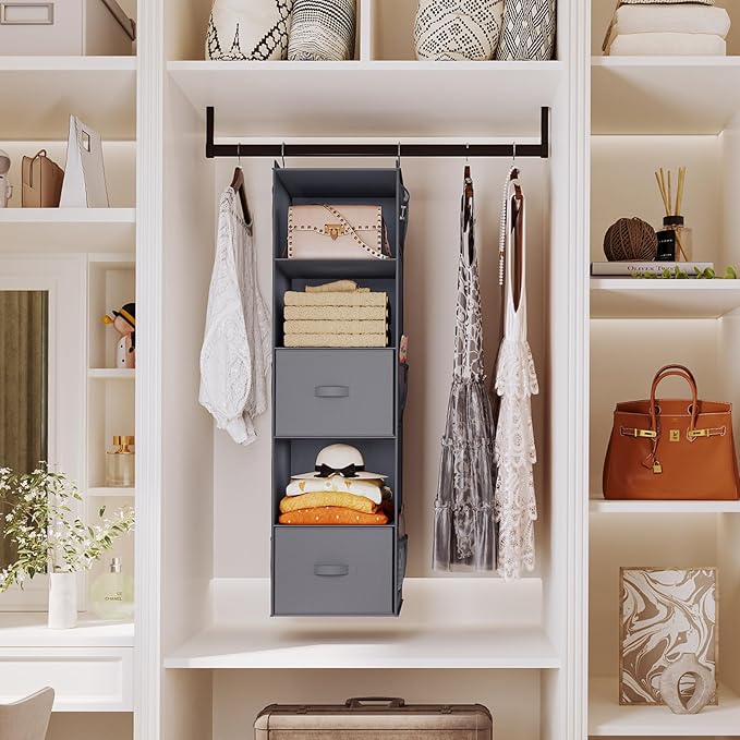 YOUDENOVA Hanging Closet Organizer, 5 Tier Hanging Closet Shelves - Image 2